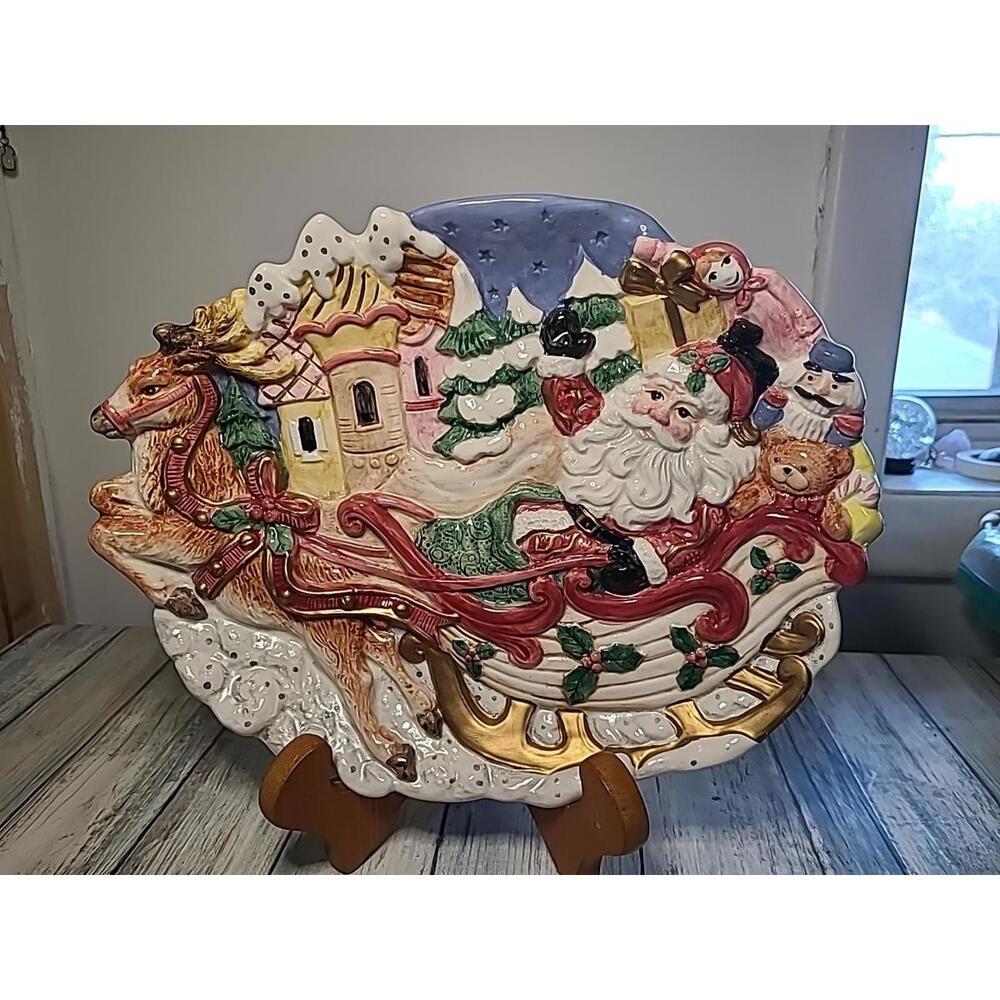 Fitz & Floyd Kris Kringle Hors D’oeuvres Server Plate 1993 Santa Claus Christmas